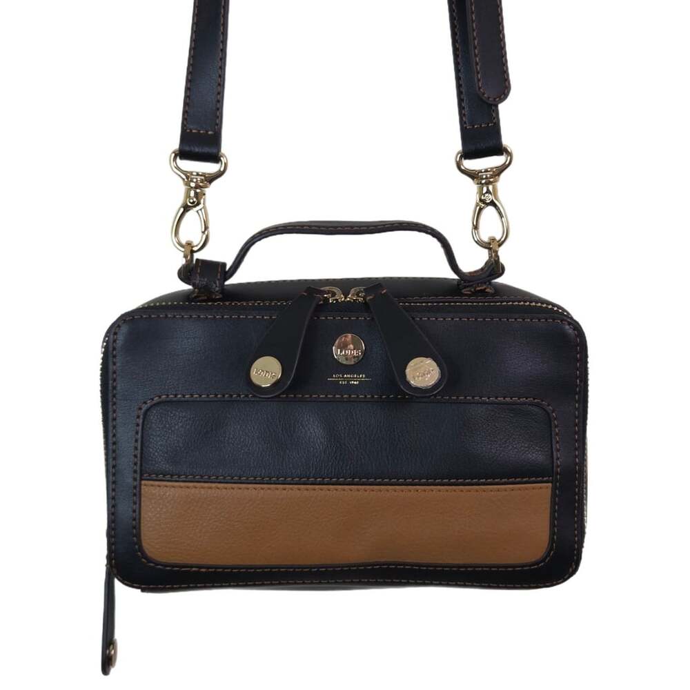 Lodis Los Angeles Navy Leather Camera Crossbody Bag